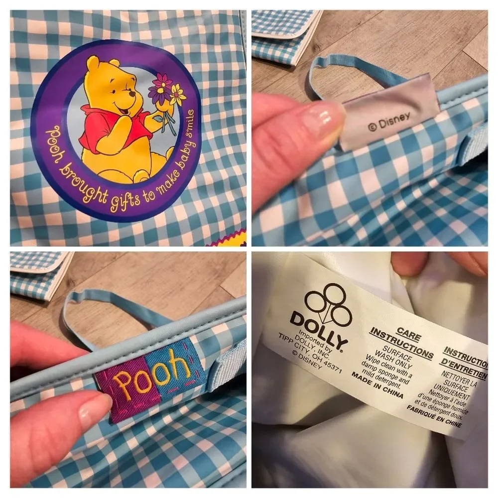 Disney Dolly Winnie The Pooh Plaid Diaper Bag Vtg Y2K 90s with Changing Pad